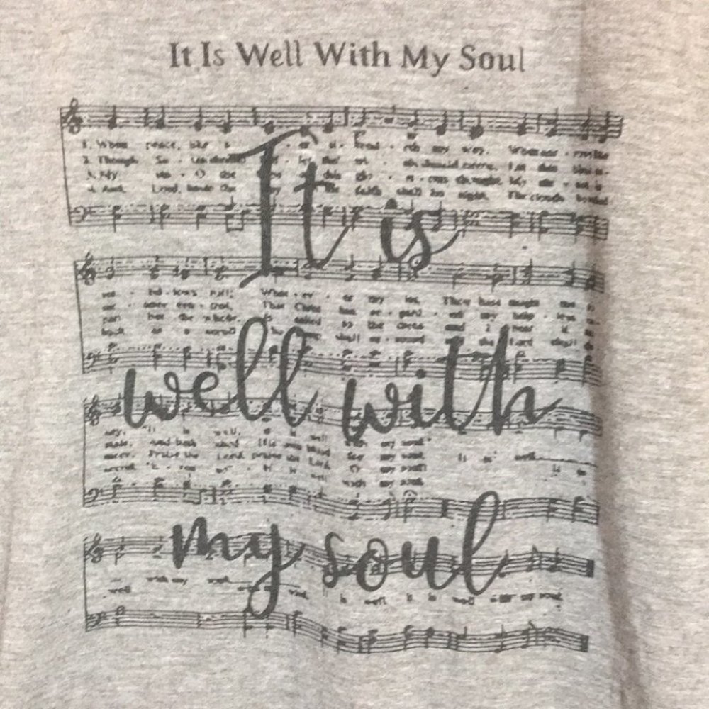 Women’s gray it is well with my soul hymn song on front size M long sleeve shirt - Picture 2 of 3